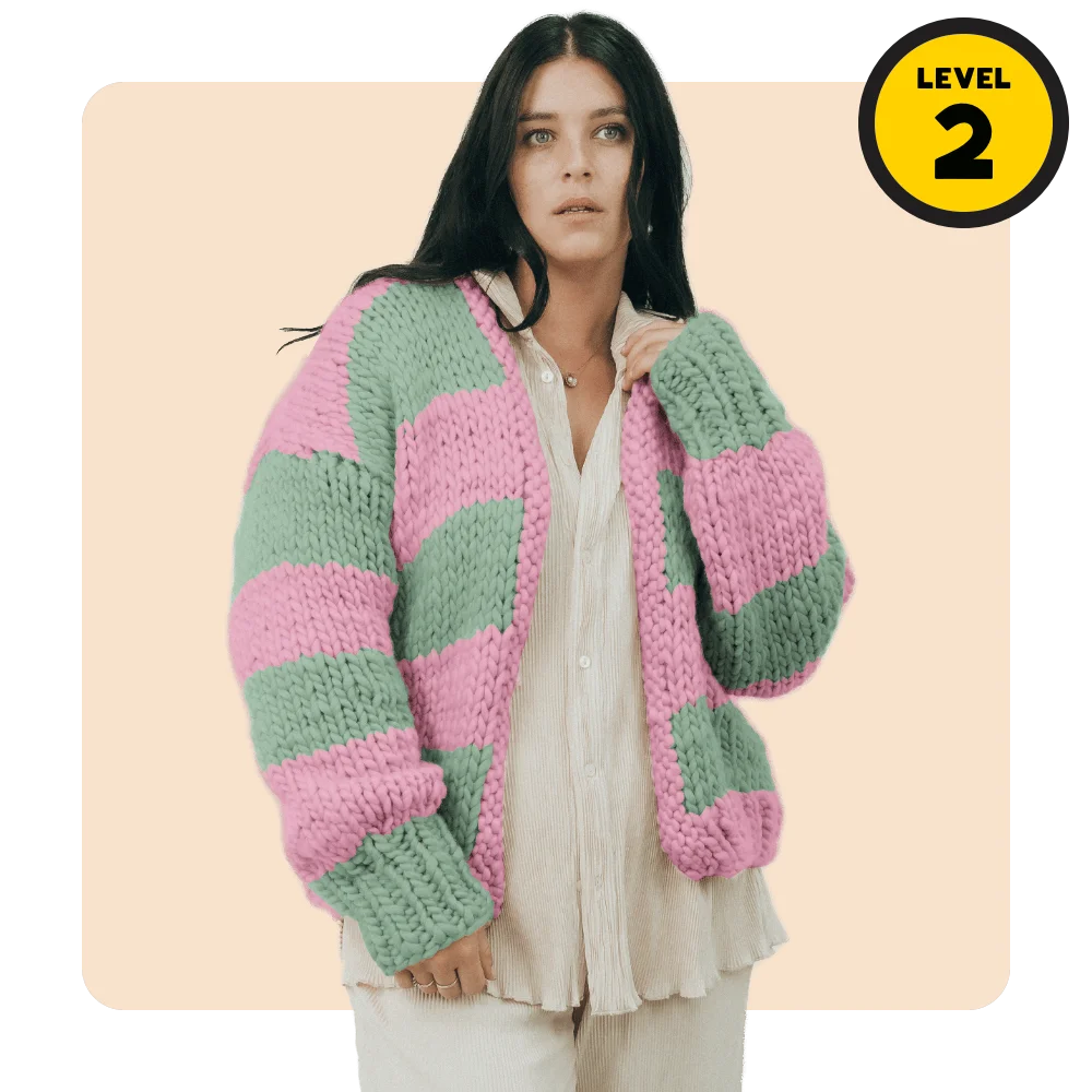 // Merino Knit Kit // Slouchy Striped Cardi